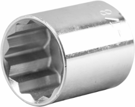 1-1/8 Inch Standard 12-Point Socket, 1/2 Inch Drive, Forged Alloy Steel