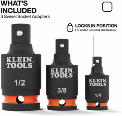 Impact Wrench Swivel Socket Adapter Set, 3-Piece