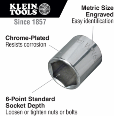 10 mm Metric 6-Point Socket, 3/8 Inch Drive