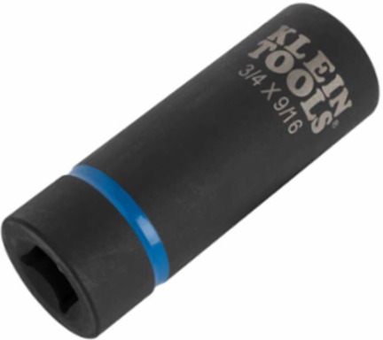 2-in-1 Impact Socket, 6-Point, 3/4 Inch and 9/16 Inch, 1/2 Inch Drive, Impact Rated