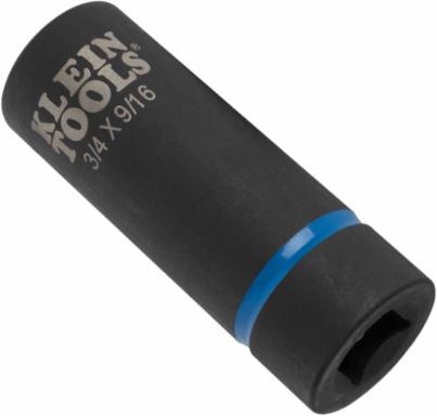 2-in-1 Impact Socket, 6-Point, 3/4 Inch and 9/16 Inch, 1/2 Inch Drive, Impact Rated