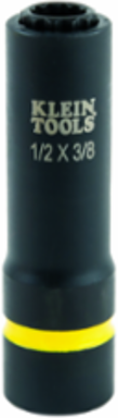 2-in-1 Impact Socket, 12-Point, 1/2 and 3/8 Inch, 3 Inch Length, 4140 Steel