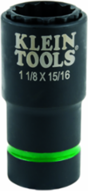 2-in-1 Impact Socket, 12-Point, 1-1/8 & 15/16-Inch, 1/2-Inch Drive, 4140 Steel