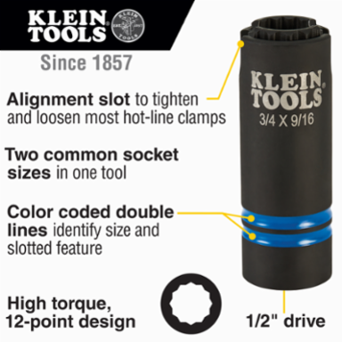 3-in-1 Impact Socket, 3/4-Inch & 9/16-Inch, 12-Point, 4140 Steel