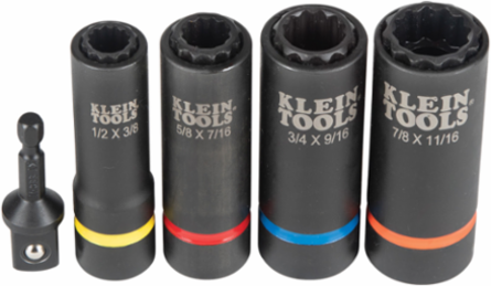 2-in-1 Impact Socket Set, 5-Piece, 12-Point Design, 7/8 x 11/16-Inch to 1/2 x 3/8-Inch