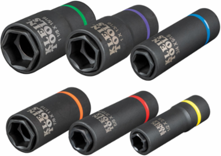 2-in-1 Impact Socket Set, 6-Piece, 1/2-Inch Drive, 6-Point Design