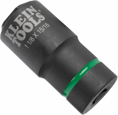2-in-1 Impact Socket, 6-Point, 1-1/8 x 15/16 Inch, 1/2 Inch Drive