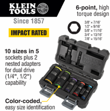 Flip Impact Socket Set, 7-Piece, 1/4-Inch & 1/2-Inch Drive, Impact Rated, 4140 Steel