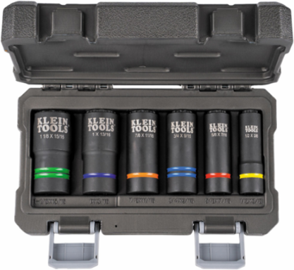 6-Piece Impact Socket Set, 12-Point, Includes 1-1/8 x 15/16-Inch, 3/4 x 9/16-Inch