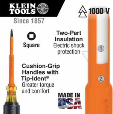 #2 Insulated Screwdriver, 7 Inch Shank, Induction Hardened Steel, 1000V Rated