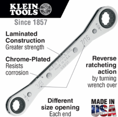 Ratcheting Box Wrench 1/4 Inch x 5/16 Inch, 12 Points, Chrome-Plated Finish