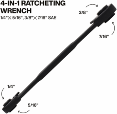 4-in-1 Ratcheting Wrench, Small