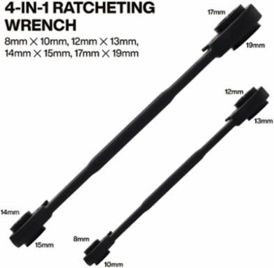4-in-1 Ratcheting Wrench Set, Metric, 2-Piece