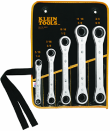 Ratcheting Box Wrench Set, 5-Piece with 25° Offset Ends, Chrome-Plated Finish