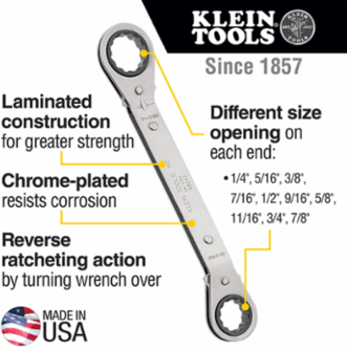 Reversible Ratcheting Box Wrench Set, 5-Piece with Sizes 5/16" to 3/4"