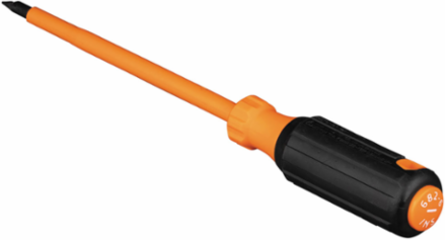 Insulated Screwdriver 1/4 Inch Cabinet Tip 6 Inch Shank, 1000V Rated, Cushion-Grip Handle