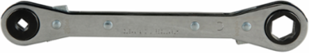 Ratcheting Refrigeration Wrench 6-13/16 Inch, 3/16" & 1/4" Sq. x 1/2" & 9/16" Hex