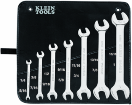 7-Piece Open-End Wrench Set, 1/4 to 1 Inch Sizes, Alloy Steel, Case Included
