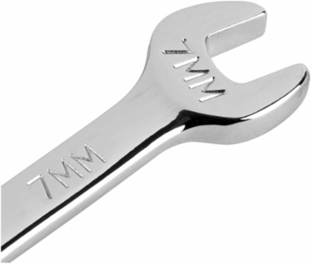 Metric Combination Wrench 7 mm, 5.125 Inch Overall Length, Nickel Chrome Plated