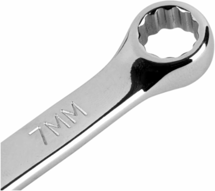 Metric Combination Wrench 7 mm, 5.125 Inch Overall Length, Nickel Chrome Plated