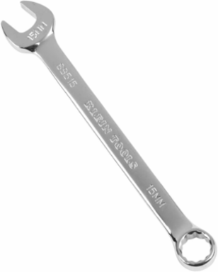 Metric Combination Wrench 15 mm, 7.5 Inch Length, Nickel Chrome Plated