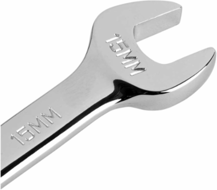 Metric Combination Wrench 15 mm, 7.5 Inch Length, Nickel Chrome Plated