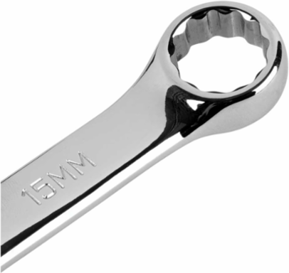 Metric Combination Wrench 15 mm, 7.5 Inch Length, Nickel Chrome Plated