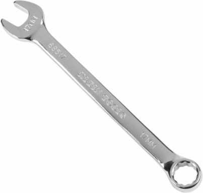 Metric Combination Wrench 17 mm, 9 Inch Long, Alloy Steel, Nickel Chrome Plated