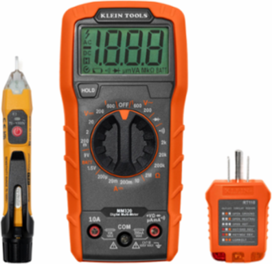 Electrical Test Kit: Multimeter, Non-Contact Volt Tester, 600V AC/DC, 10A, 6 Inch Length