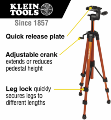 Adjustable Aluminum Tripod for Laser Levels, 22"-61" Height, 360° Pan