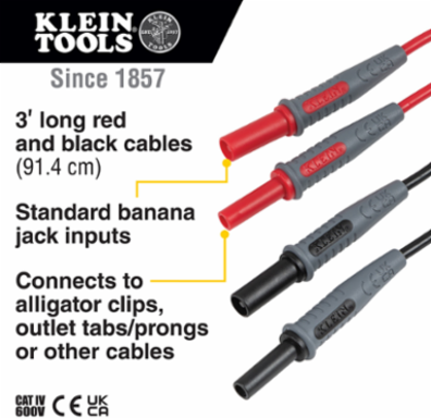 Lead Adapters 3-Foot, Banana Plug, PVC and Berillium Copper