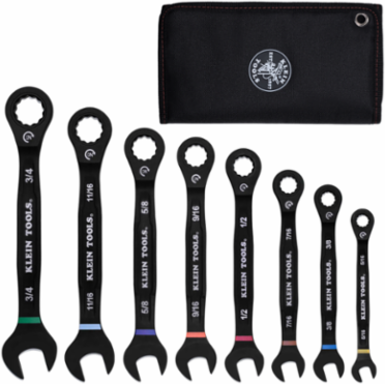 Ratcheting Combination Wrench Set, SAE, 8-Piece