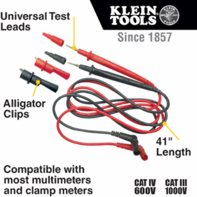 Replacement Test Lead Set 41 Inch with Removable Alligator Clips, PVC Material