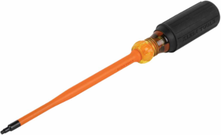 Slim-Tip Insulated Screwdriver #1 Square 6 Inch Shank, 1000V Rated, Rubber Handle
