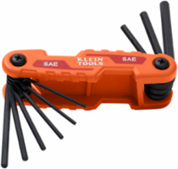 Compact Folding Hex Key Set, SAE - 9 Keys, CR-V Steel, 4.6 Inch Handle
