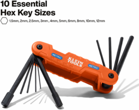 Pro Folding Hex Key Set, 10-Key, Metric Sizes