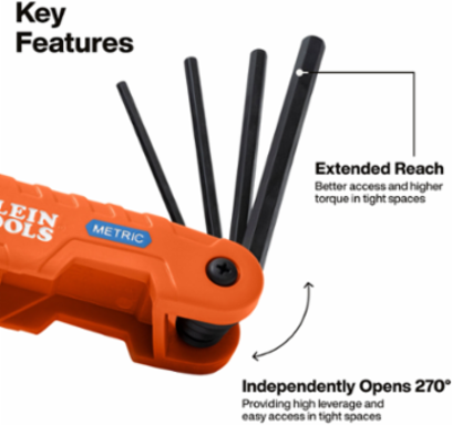 Pro Folding Hex Key Set, 10-Key, Metric Sizes