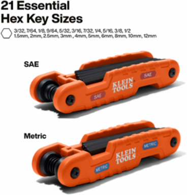 Pro Folding Hex Key Set - 21 Keys, SAE & Metric, CR-V Steel, 4.5 Inch Blades
