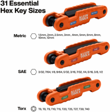 Pro Folding Hex Key Set, 31-Key, SAE, Metric, TORX® Sizes, 3-Piece