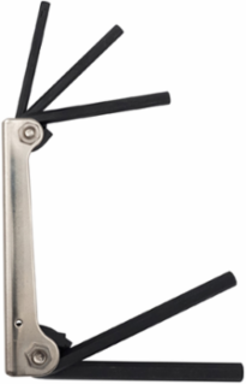 Folding Hex Key Set, 5-Key, SAE Sizes, Alloy Steel, 3/16" to 3/8" Keys