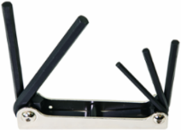 Folding Hex Key Set, 5-Key, SAE Sizes, Alloy Steel, 3/16" to 3/8" Keys