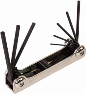 Folding Hex Key Set, 8-Key SAE Sizes, Length 5.4 Inch, Alloy Steel, Black Oxide Finish