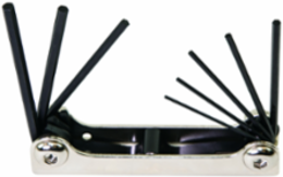 Folding Hex Key Set, 8-Key SAE Sizes, Length 5.4 Inch, Alloy Steel, Black Oxide Finish
