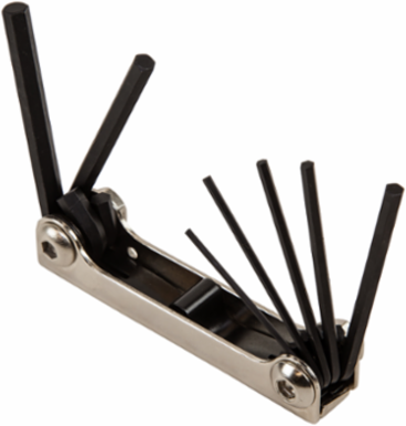 Folding Hex Key Set, 7-Key, Metric Sizes, Includes 1-1/2 mm to 6 mm Keys