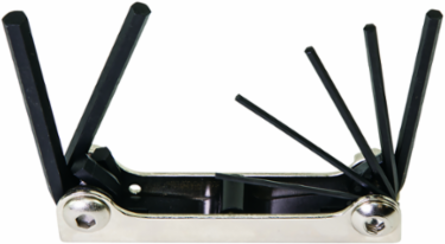 Folding Hex Key Set, 7-Key, Metric Sizes, Includes 1-1/2 mm to 6 mm Keys