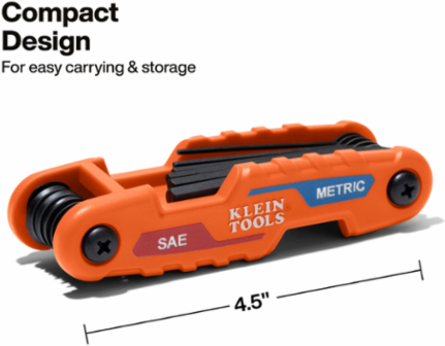 Compact Folding Hex Key Set, 12-Key, SAE, Metric Sizes