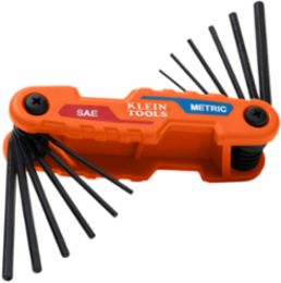 Compact Folding Hex Key Set, 12-Key, SAE, Metric Sizes