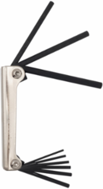 Folding Hex Key Set, 9-Key SAE, 5/64 to 1/4 Inch, Alloy Steel, 0.5 lbs