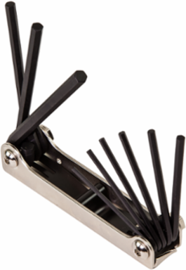 Folding Hex Key Set, 9-Key SAE, 5/64 to 1/4 Inch, Alloy Steel, 0.5 lbs
