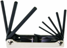 Folding Hex Key Set, 9-Key SAE, 5/64 to 1/4 Inch, Alloy Steel, 0.5 lbs